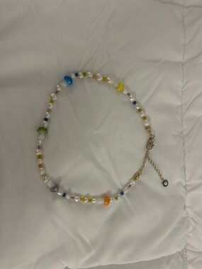 Colorful Glass Bead Choker Necklace - Multicolor